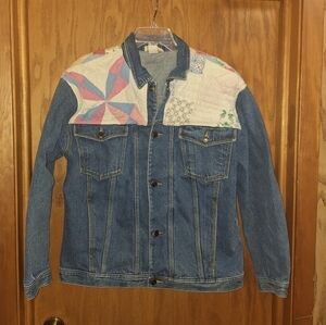 K.A.S  Original vintage  Jean jacket with quilt patches size large
